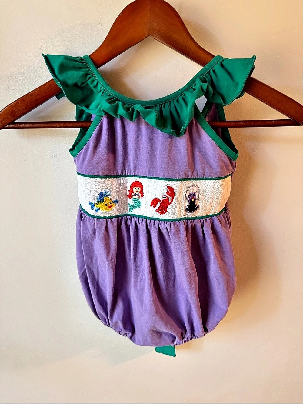 MK Clothing Designs Girls Purple & Green Romper Size 2T